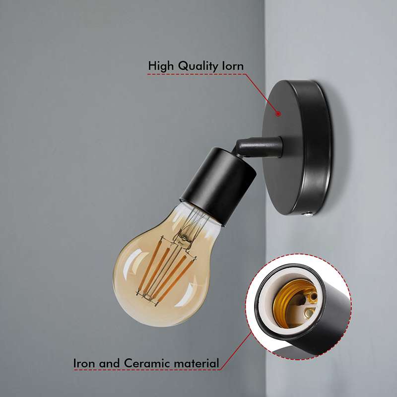 E27 Bulb Holder Socket For Wall Sconce Lamp Light Hanging Mounted 180 Degree Adjustable-Appplication 4