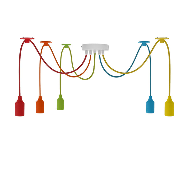 5 Head Spider shape Multiple Colour pendant Light Flex Swag Hook ~4665 – Without Bulb