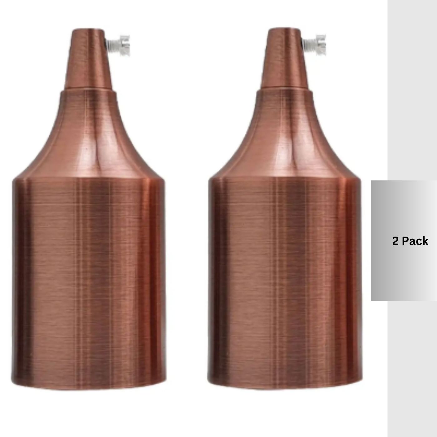 Two cylindrical metal lamp light bulb holders 