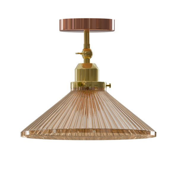 Plafondlamp en amberkleurig glas-in-lood~1382 – Zonder lamp