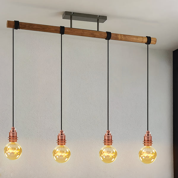 Vintage Plug-In Pendant Kit E27 Dimmable Fabric Cord ~2177 – Black / 4.5m / Rose Gold