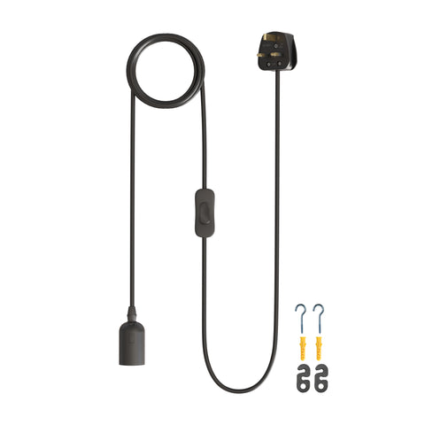 E27 Plug in Black Light Socket Cord Ceiling Hanging Lights~4548