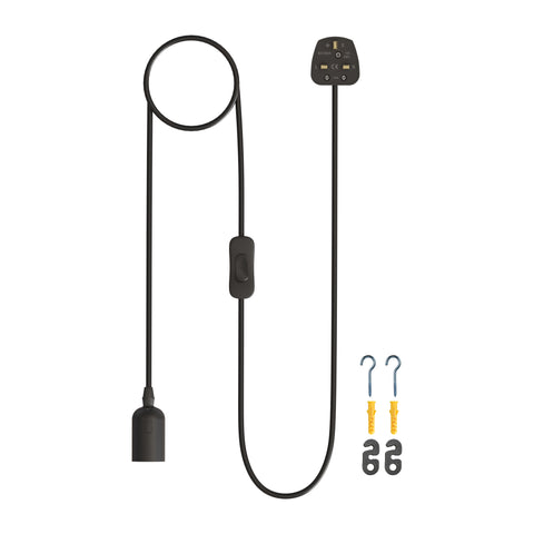 E27 Plug in Black Light Socket Cord Ceiling Hanging Lights~4548