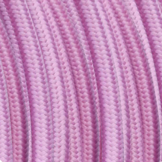 5m 3 core Round Vintage Braided Fabric Baby Pink Cable Flex 0.75mm~4572