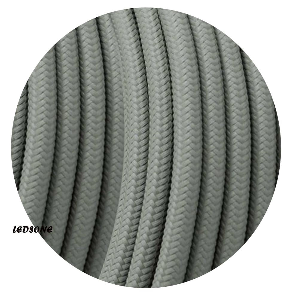 3 core Round Vintage Braided Fabric Grey Cable Flex 0.75mm