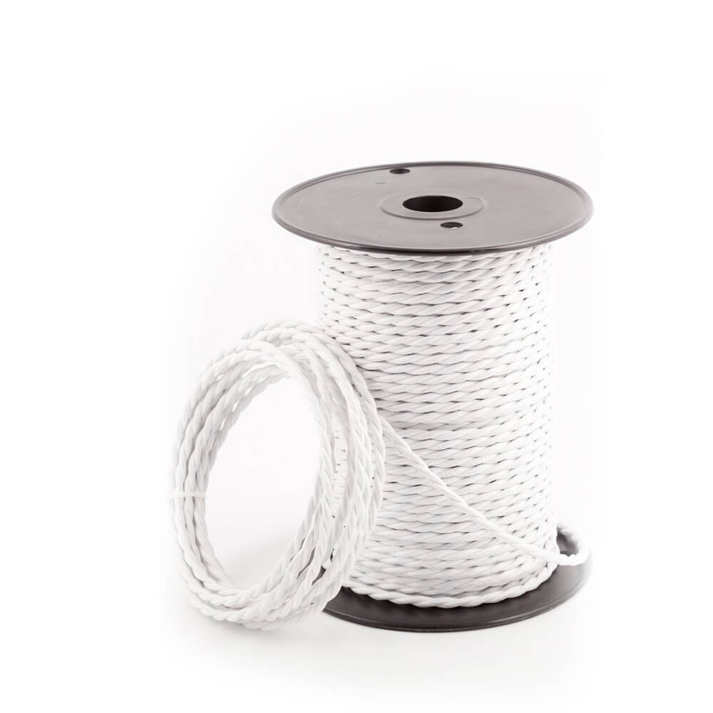 2 Core Twisted Electric Cable White color fabric 0.75mm - Shop for LED lights - Transformers - Lampshades - Holders | LEDSone UK