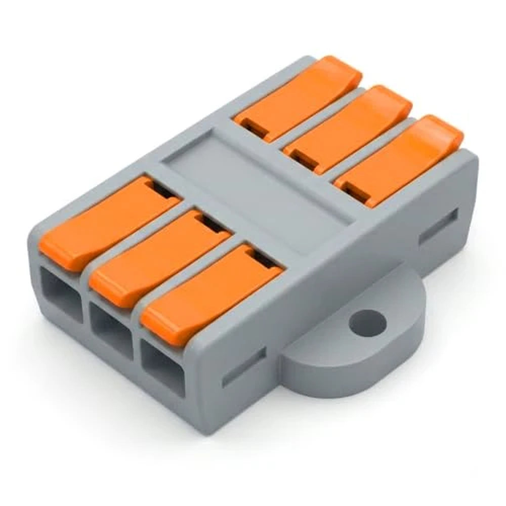 3-way orange lever wire connector with mounting ear