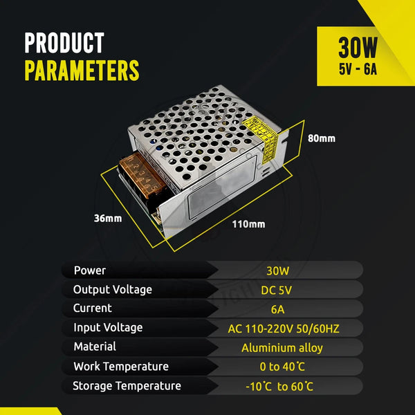 LED Transformer DC 5V Switching Power Supply Slim Enclosed~ 1409 – 30W