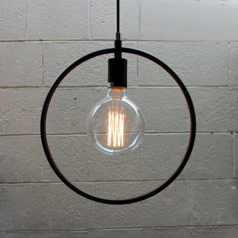 Circle shape Round black Pendant Bulb Holder Metal ~3181