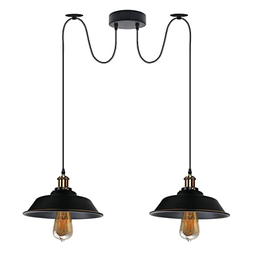 2 Light Adjustable Pulley Hanging Lamp ~6534 – Black