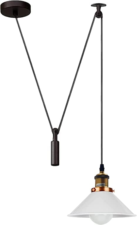 Industrial Pulley Ceiling Light Fixture ~6286 – White