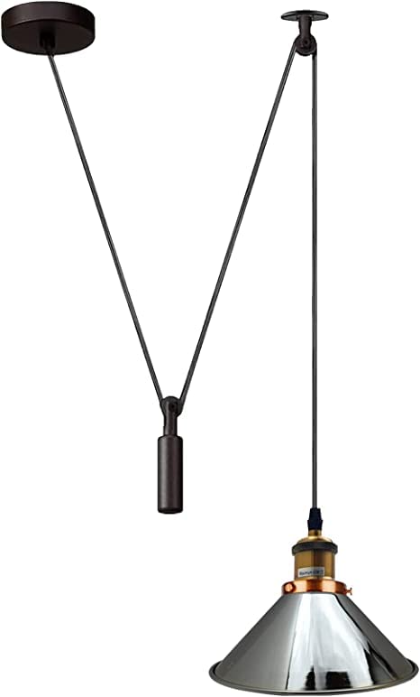 Industrial Pulley Ceiling Light Fixture ~6286 – Chrome