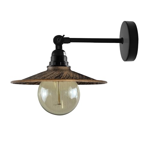 Metal Flat Shade Vintage Wall Sconce Wall Light Fixtures ~6136 – Brushed Copper / Yes