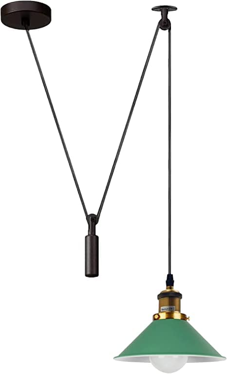 Industrial Pulley Ceiling Light Fixture ~6286 – Green