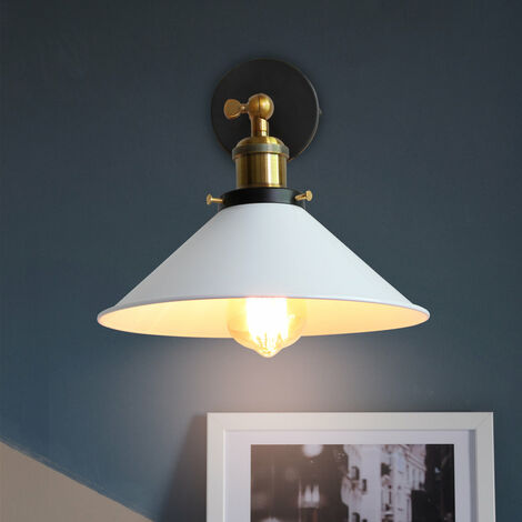 Wall Sconce With Yellow Brass with white Cone Shape Shade ~3512