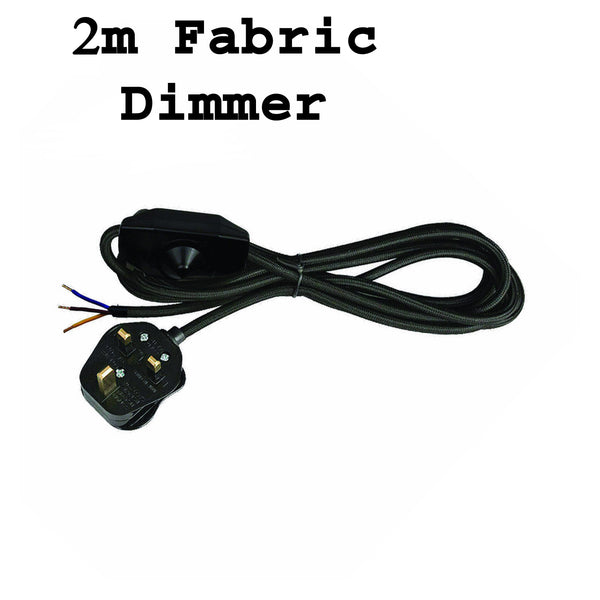 Vintage Plug-In Pendant Kit E27 Dimmable Fabric Cord ~2177 – Black / 2m / Not Required