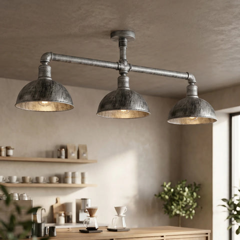 Industrial Pipe 3 Way Ceiling Light| Adjustable E27 Steampunk~3595
