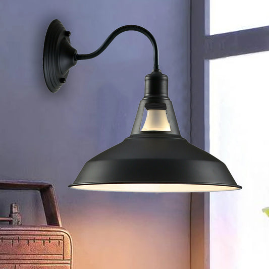 Vintage Retro Industrial Black Wall Light Shade Modern Style High Polished Wall Sconce~3628