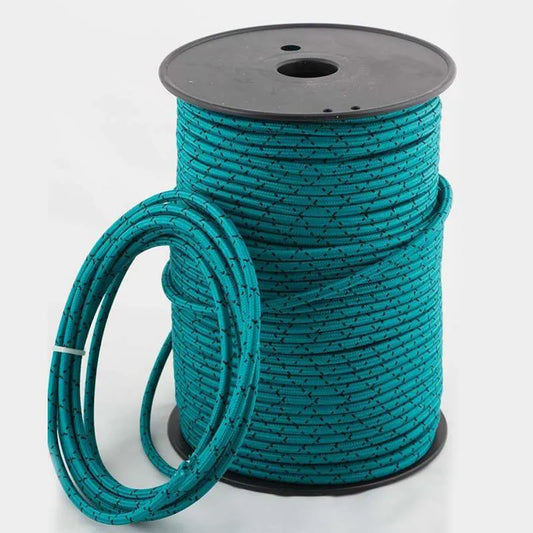 3 core Round Vintage Braided Fabric Teal  Black Cable Flex 0.75mm ~4551