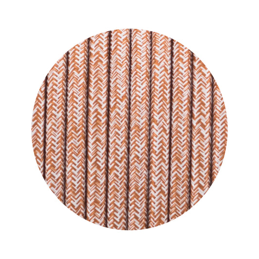 3 core Round Vintage Braided Fabric Brown Multi Tweed Cable Flex 0.75mm~4880