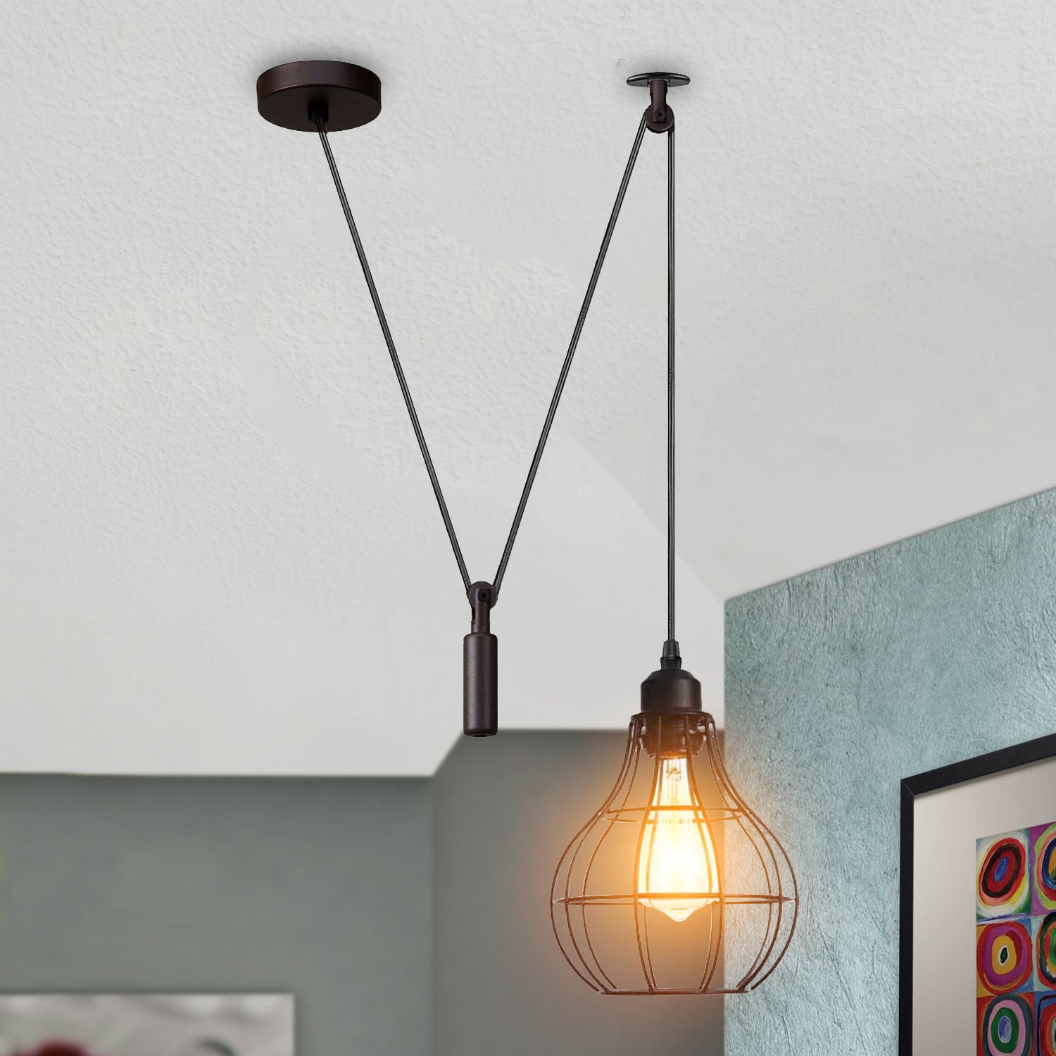 Metal Ceiling Light Hanging Pendant Lamp Retro Industrial Vintage Light~3679