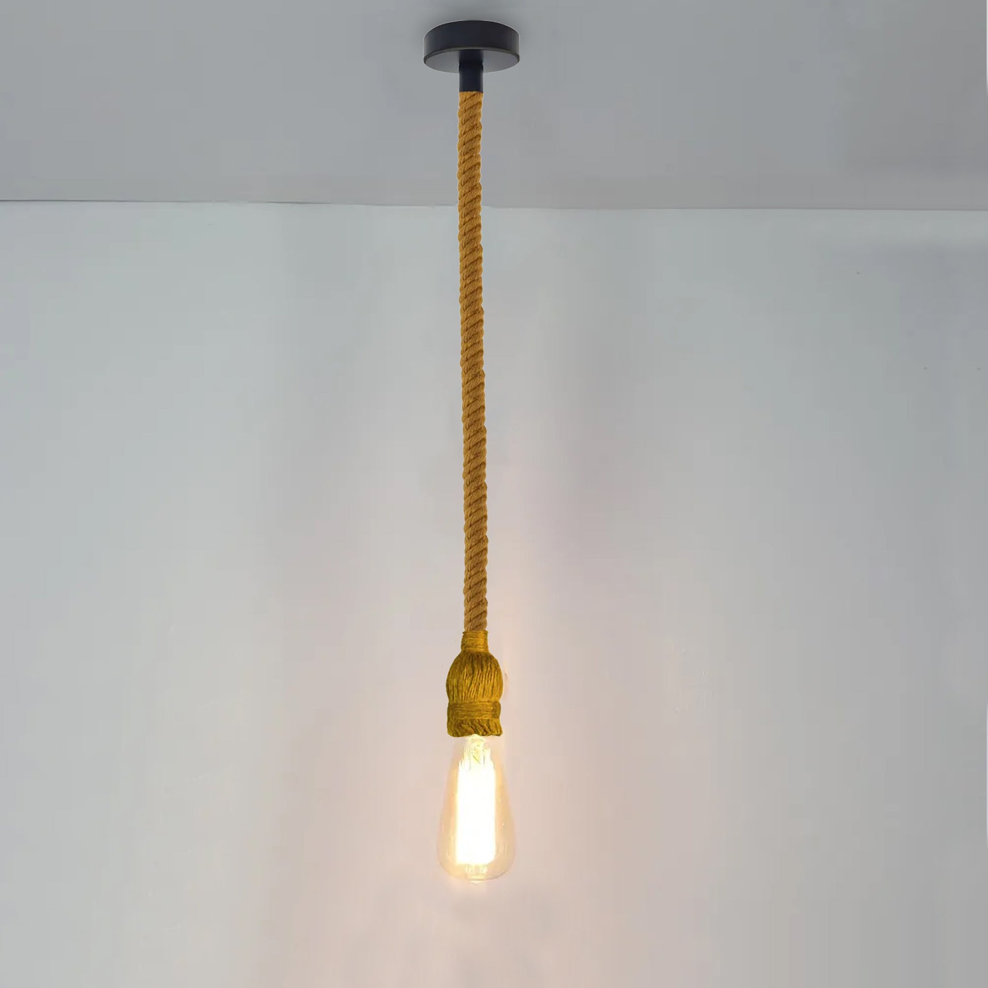 Industrial Retro Hemp Rope Pendant Light Holder E27 Loft Base Hanging Lamp - Application Image
