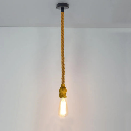 Industrial Retro Hemp Rope Pendant Light Holder E27 Loft Base Hanging Lamp - Application Image