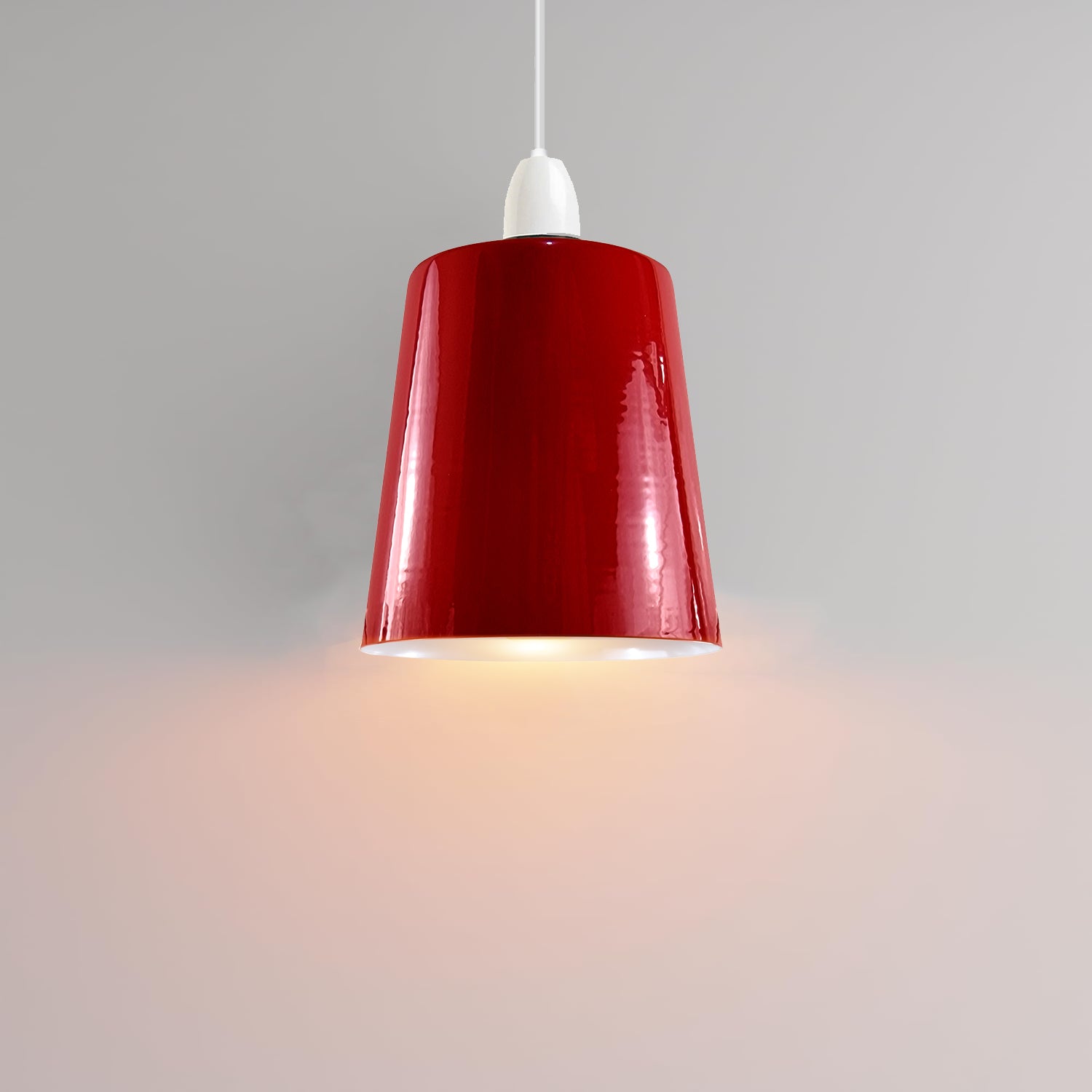 Retro Easy Fit Light Shade 13cm Metal E27 Red Lampshade~3899