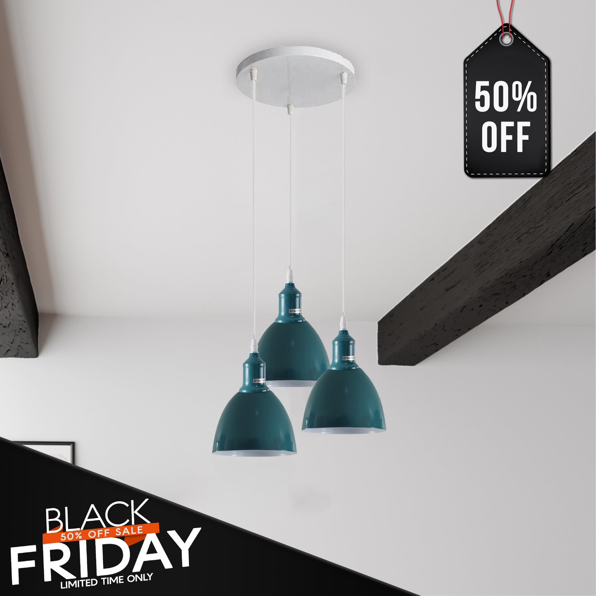 Industrial 3Way Retro Cluster Ceiling Pendent E27 Lamp|Ledsone.co.uk