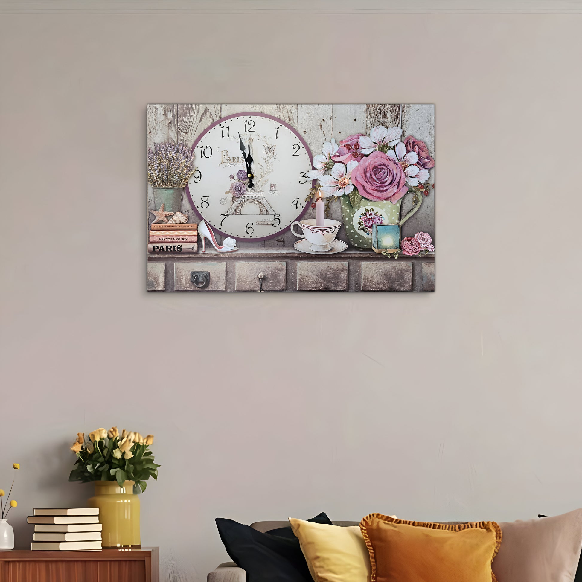  Floral Vintage Style Wall Clock 