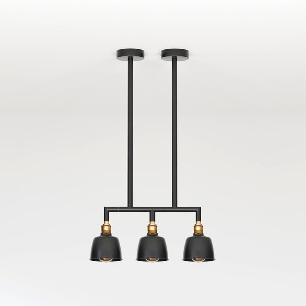 Black And Brass Linear Pendant Ceiling Light E27 ~5638 – 50cm Height / No