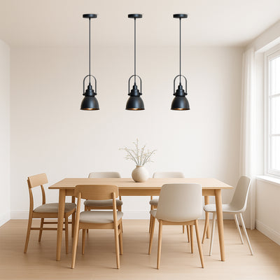 Black metal pendant light