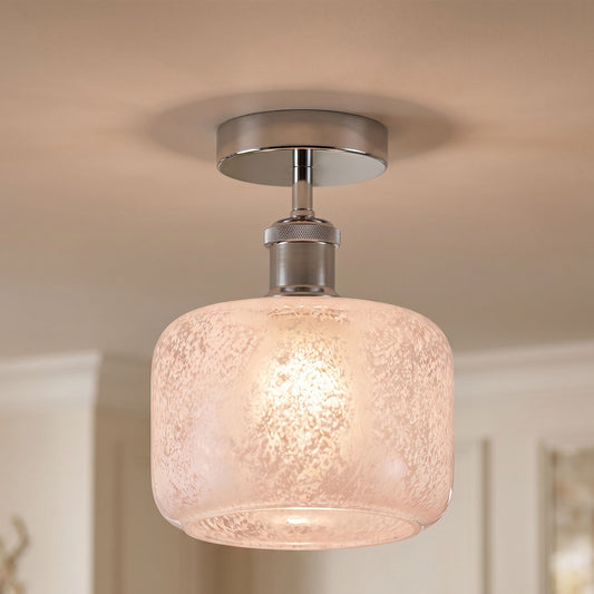 Vintage Semi Flush Ceiling Light E27 Frosted Glass Indoor Lamp ~6875