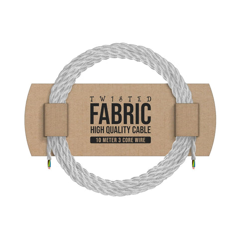 1M/5M/10M 3 Core Twisted White Vintage Electric Fabric Cable Flex 0.75mm~3061