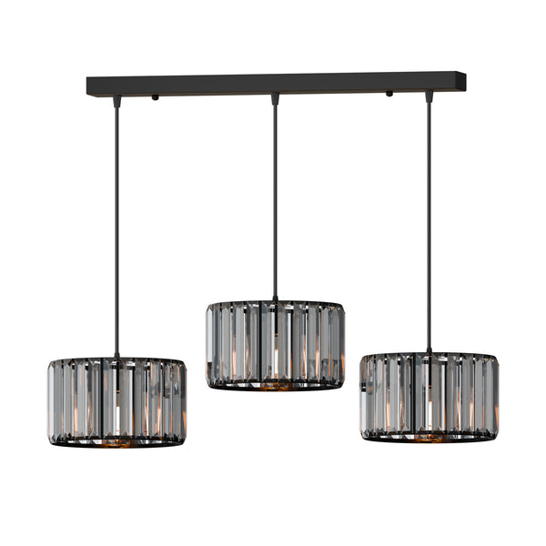 Modern Adjustable 3-Light Crystal Shade Pendant Chandelier~6125 – Black / 20cm / No