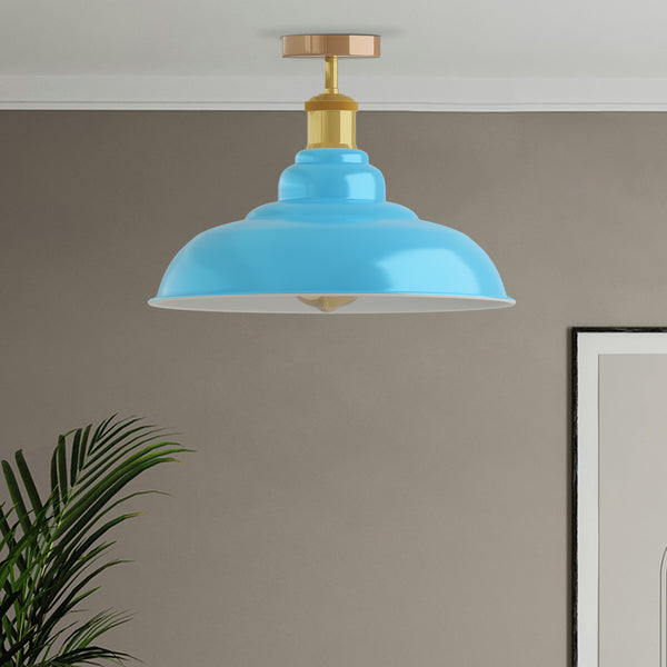 Vintage blauwe plafondlamp met gouden houder~3762 – Nee