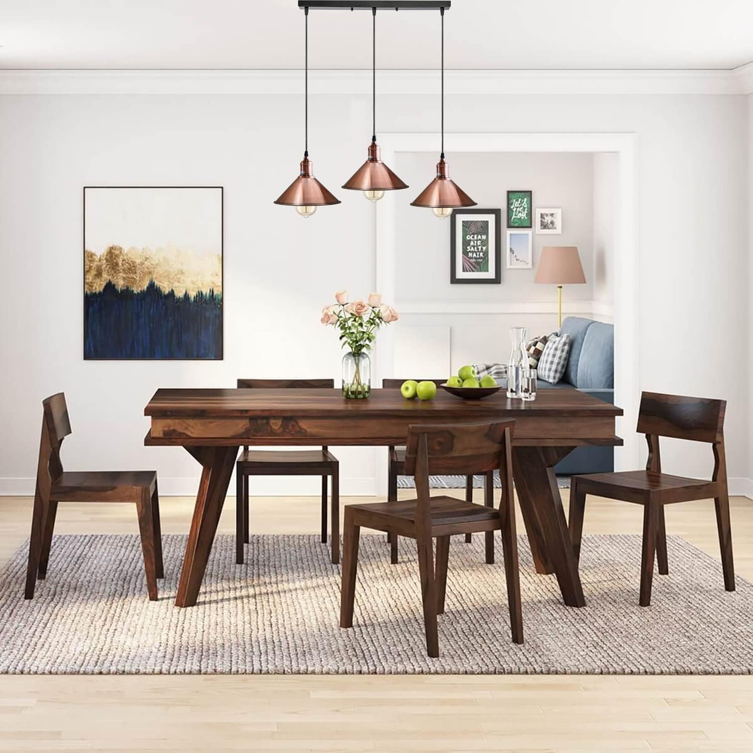 3 head pendant lighting ceiling 3 way E27 pendant lamp pendant lighting ceiling hanging lights for kitchen hanging bedside light 3 bar pendant lights dining room light ceiling over table UK industrial ceiling light Kitchen island lighting