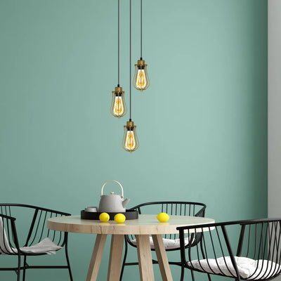 3 Way Yellow Brass Balloon Wire Cage E27 Pendant Light ~4289