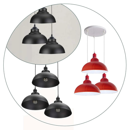 3 Ceiling lamp Pendant Cluster Light Modern Light Fitting Red/Black Lampshades~1356