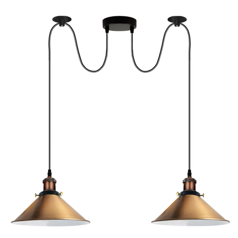 Yellow Brass 2 Way Retro Industrial Ceiling E27 Hanging Lamp Pendant Light~3505