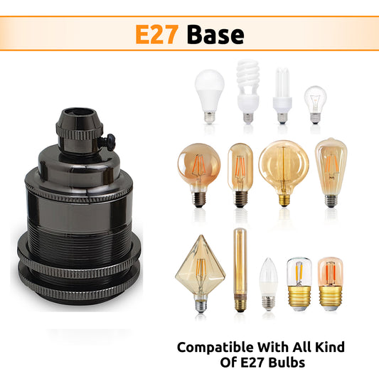 Chrome E27 Metal Lamp/Bulb Holder Ideal for Vintage Edison Filament Bulbs Antique metal~2931