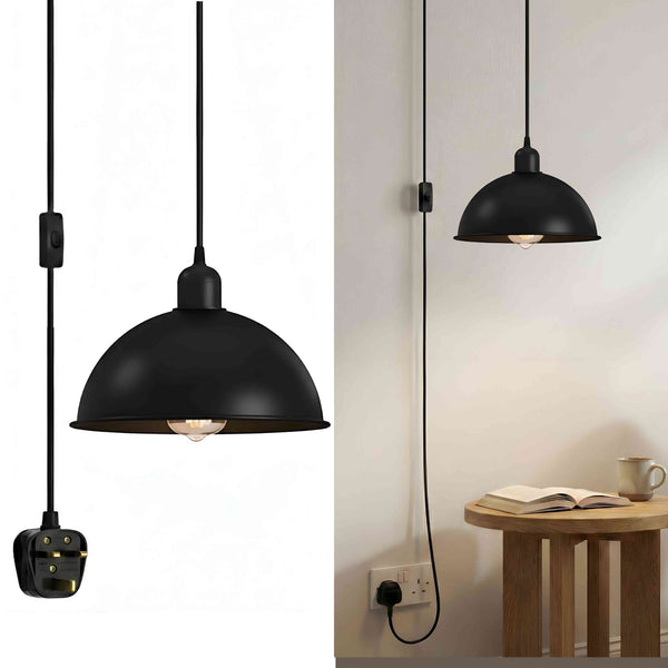 4m Plug-in Pendant Swag Lamp with  On Off Switch ~6637 – Black