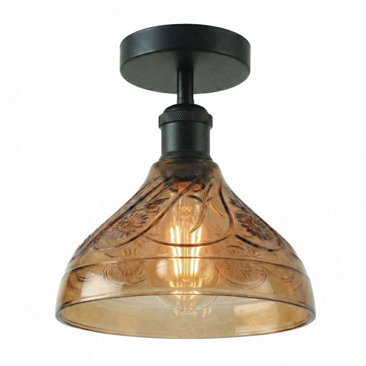Semi Flush Light With Glass Shade ~6642