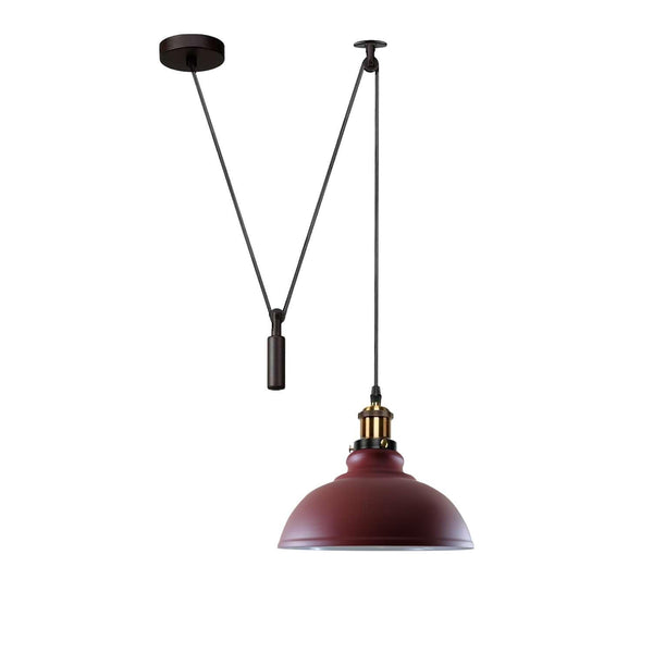 Industrial Metal Pendant Light Fixture ~6285 – Burgundy
