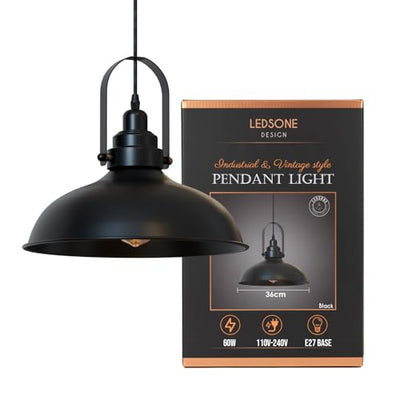 Vintage Style Black Metal Ceiling Pendant Light~6466