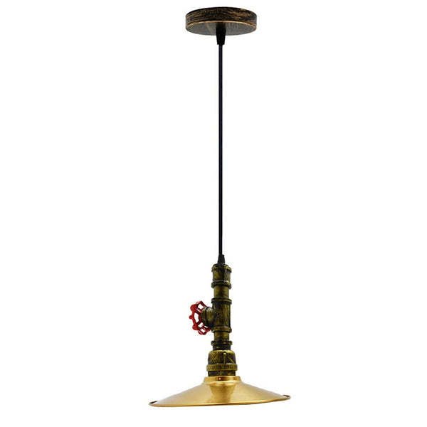 Vintage Loft Style Ceiling Pendant Light with Metal Flat Shade ~6106 – With Bulb