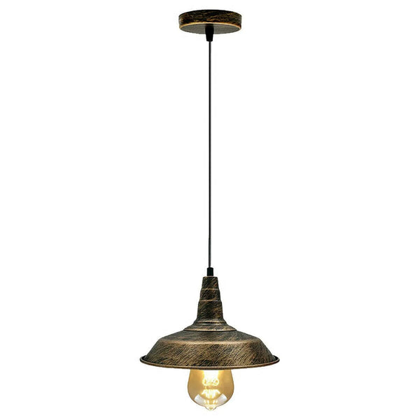 Vintage Hanging Shade Ceiling Pendant Light ~5668 – Brushed Copper / 26CM