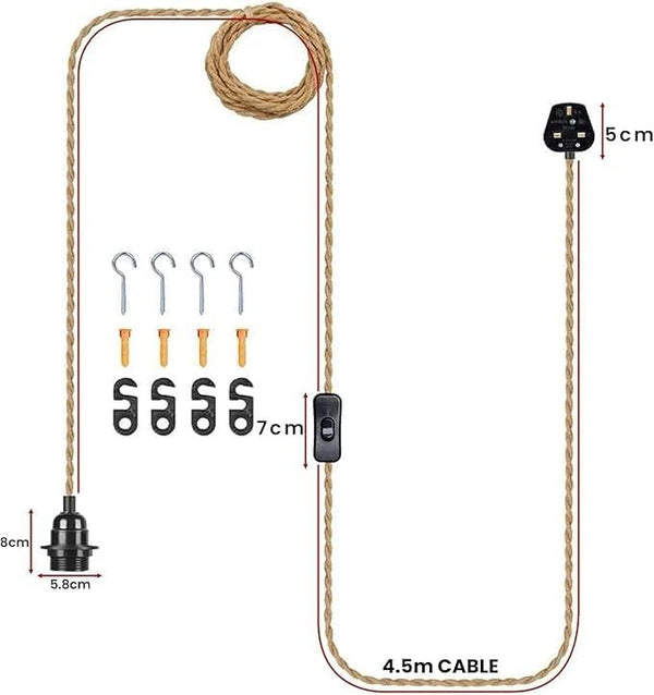 Plug-in hanglamp met aan/uit-schakelaar~4554 – 4,5m / Met lamp