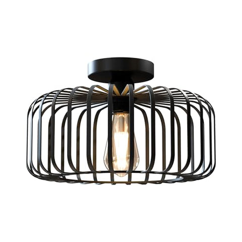 Industrial E27 30cm Width Black Cage Shades Ceiling Light Fixture~6454