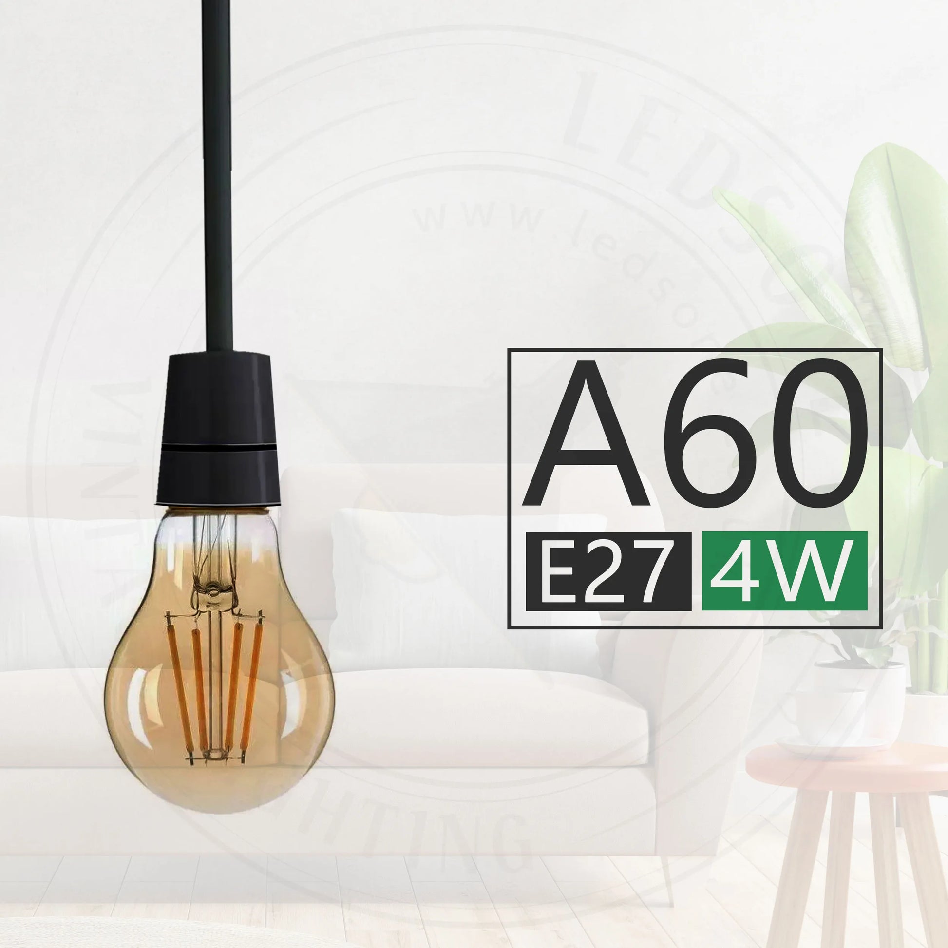 A60 E27 4W/8W Filament Bulb Amber Warm White Screw 2700K – LEDSone UK Ltd